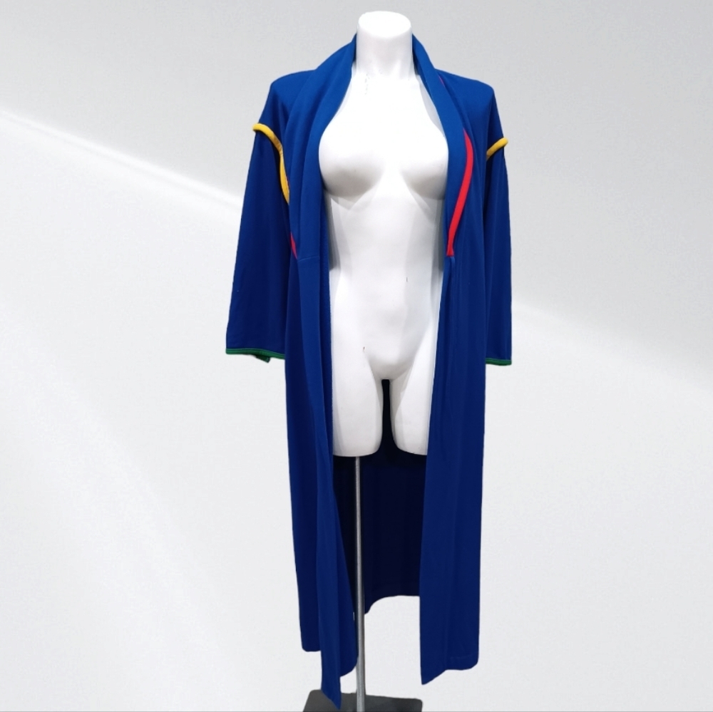 Vintage Tiffany Lounge Wear Unisex Robe Sz M ROYAL Blue Mork & Mindy 70s Style - Picture 5 of 8
